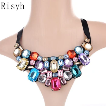 

Risyh Europe and the United States ribbon fake collar hot necklace Irregular geometric short necklace European and Ameri