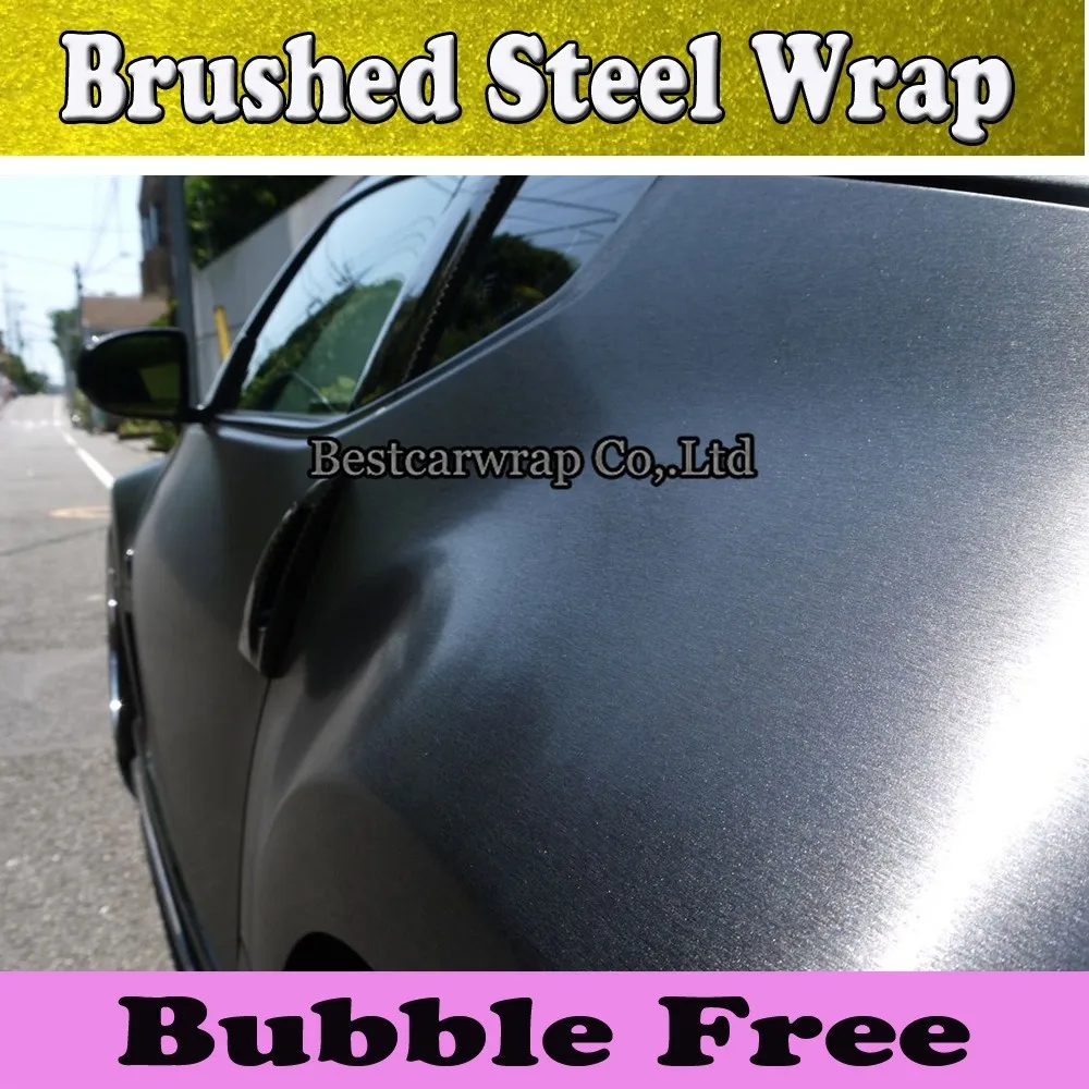 black metal brushed aluminum vinyl wrap steel Film with bubble Free silver 3m foil (5)