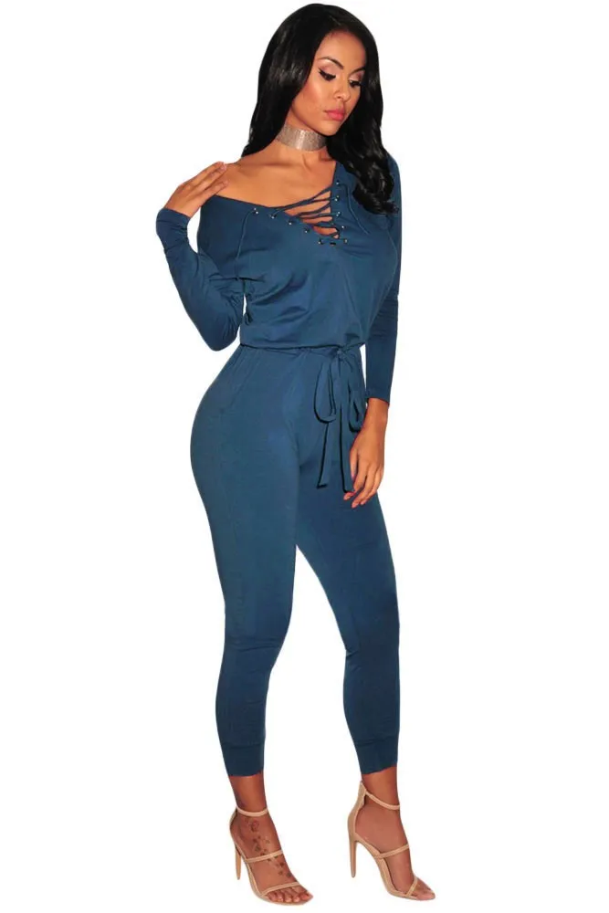 Blue-Grommet-Lace-Up-Long-Sleeve-Jumpsuit-LC64223-5-2