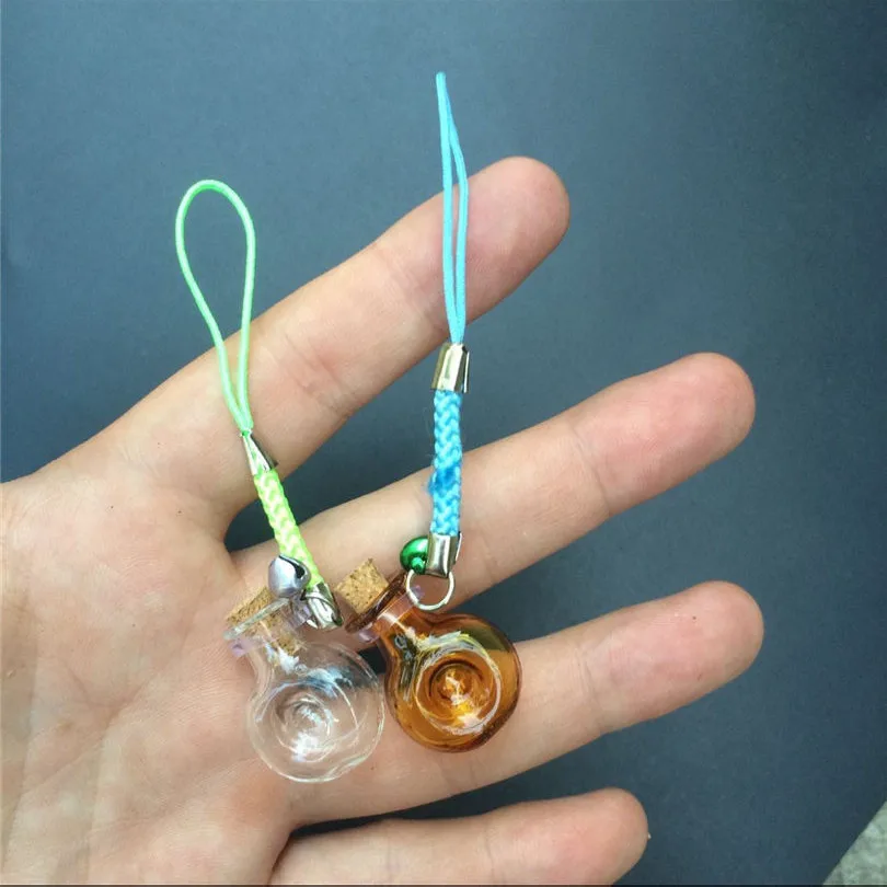 Mini Wine Bottles Form Glass Pendant with Nylon Rope Short Chains Mini Bell Bracelets Jars Glass Pendants Mixed Color3