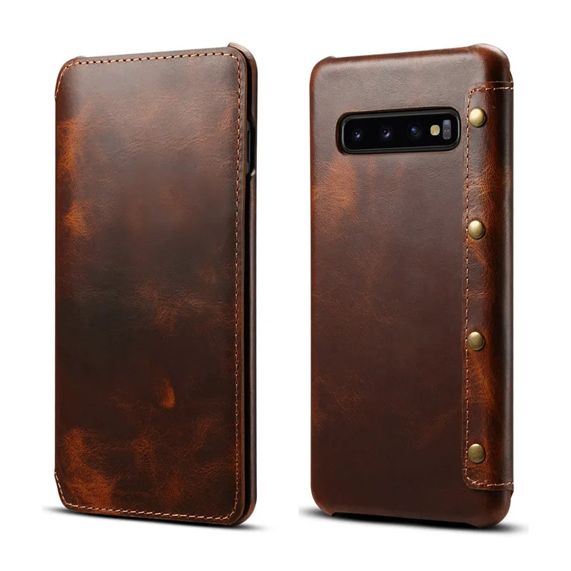 Case de Couro Genuíno para Samsung Capa para Iphone Real Galaxy Note 8 s8 s9 S10 Carteira Flip 11 Pro Max x xs xr 6 s 7 Plus 10 9 22 High Quality Telefonia e Comunicação