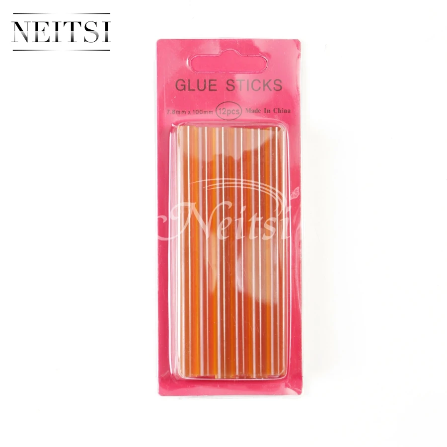 Neitsi 12pc/pack 7.8mm * 100mm Hotmelt Keratin Glue Sticks High Quality Melting Hot Gun Glue Stick Black Brown Yellow Color