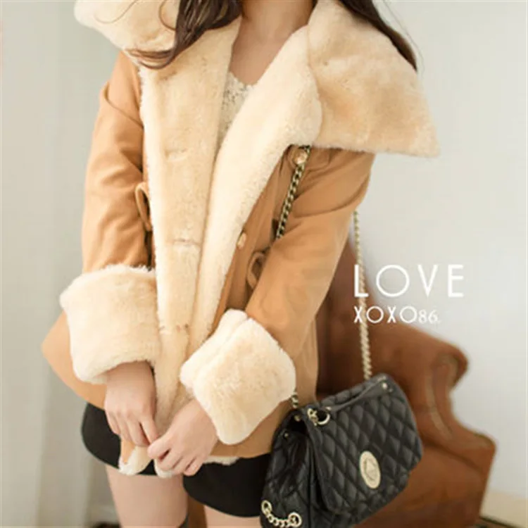 Fast Shipping 2018 Winter Warm Coats Women Wool Slim Double Breasted Wool Coat Winter Jacket Women Fur Women 'S Coat Jackets