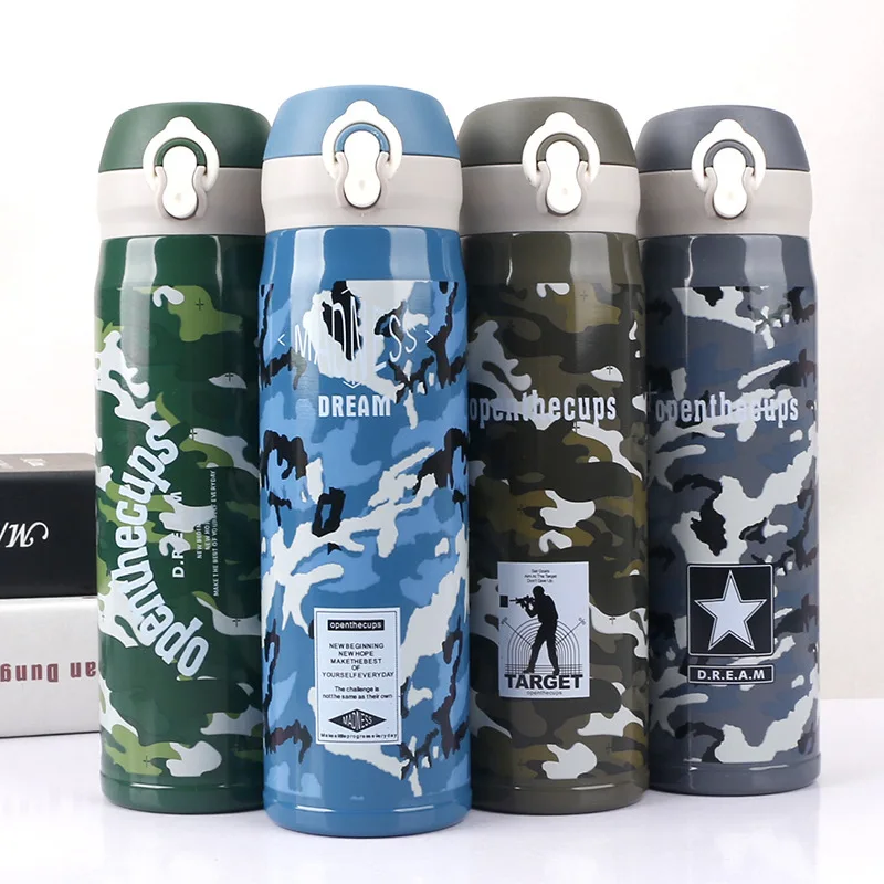 2018 New 500ML Portable Camouflage Stainless Steel Thermos Bottle