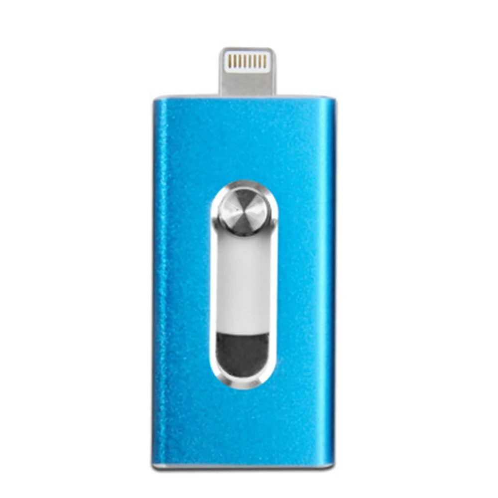 USB флеш-накопители для iPhone 32 GB, накопитель памяти 3 в 1, USB 2,0 флэш-накопители для Apple iOS Android компьютеров(Небесно-голубой - Цвет: sky blue 128GB