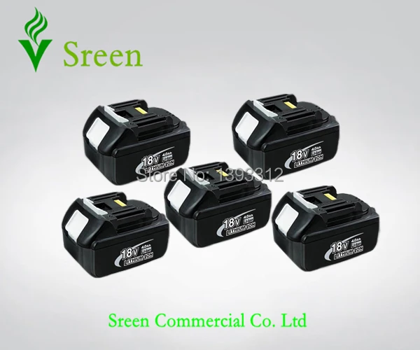 

5PCS 18V 4000mAh Rechargeable Li-Ion Battery Replacement Power Tool Battery for Makita 18V BL1830 BL1840 LXT400 194205-3 BL1815
