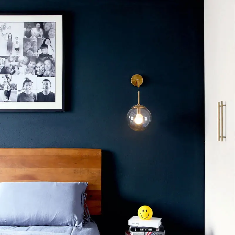 Nordic Post Modern LED Wall Lamp Creative Glass Ball Mirror Bedside Wall Lamps Vintage Wall Light For Living Room Heme Deco (1)