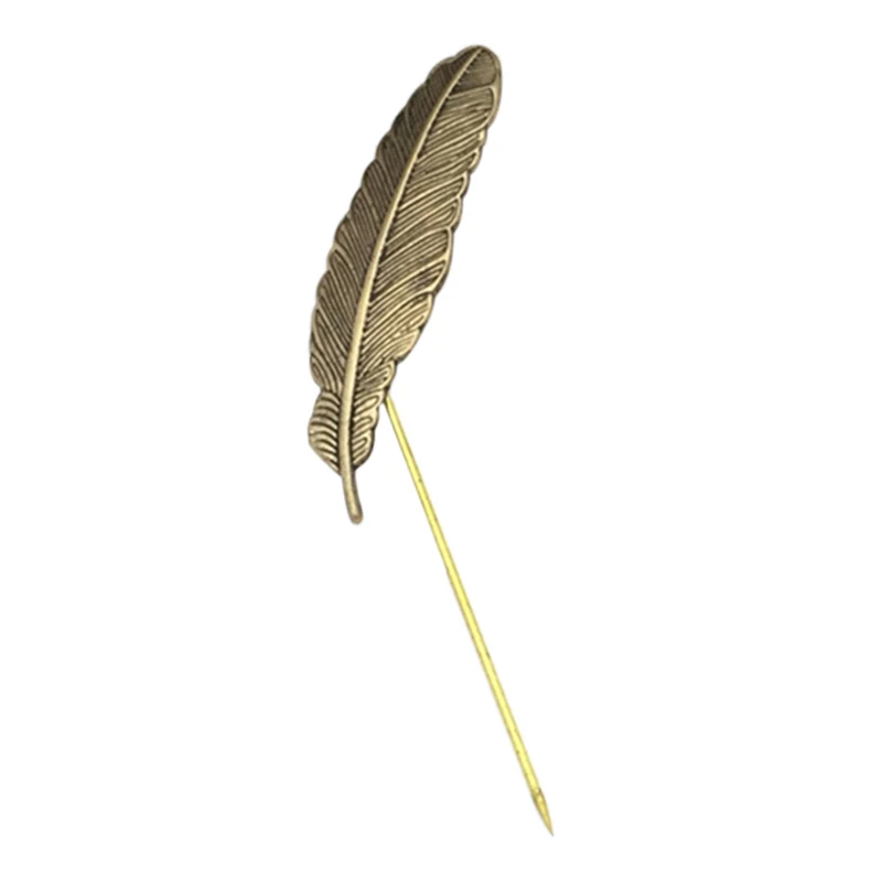 Новое поступление Винтаж, брошь на шпильке в виде золотых перьев Ретро булавка для воротника в форме штырь отворотом, фирменный дизайн, уникальные броши