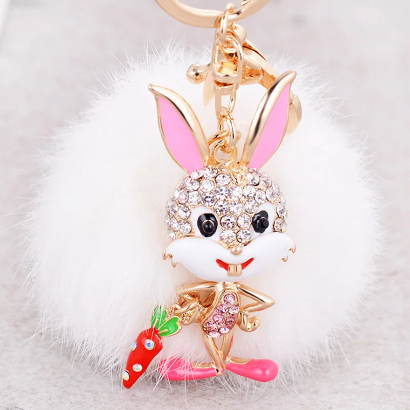 2016 New Fashion Handmade Crystal Bunny Keychai Pendant Rabbit Keyring