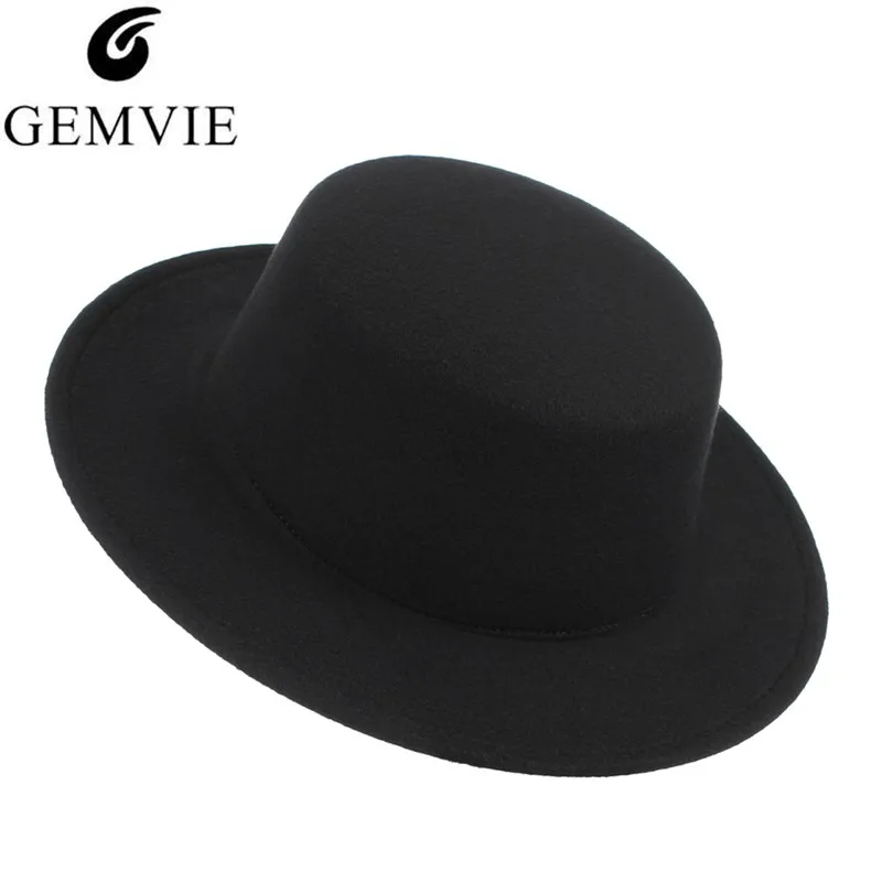 GEMVIE Classic Solid Color Fedoras Hat for Men Women Wool Blend Jazz