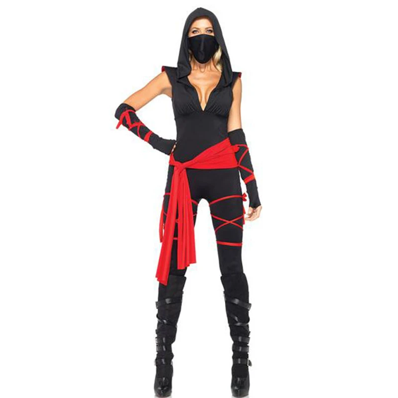 Buy Black Masked Ninja Warrior Costume Halloween 