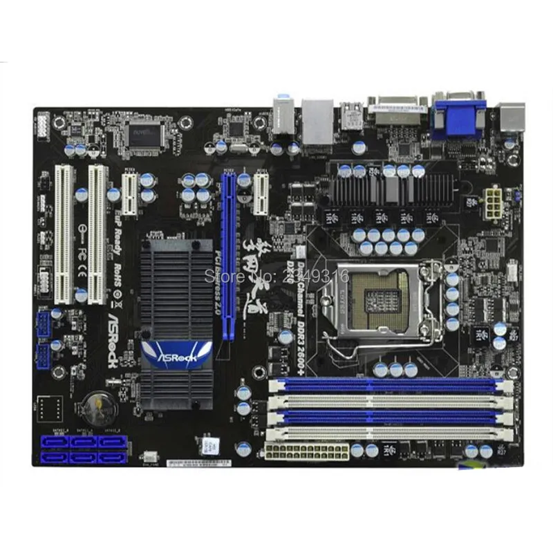 Материнская плата для ASRock H55 P7H55 LGA1156 SATA2 USB2.0 с поддержкой X3440 X3470|Материнские платы|