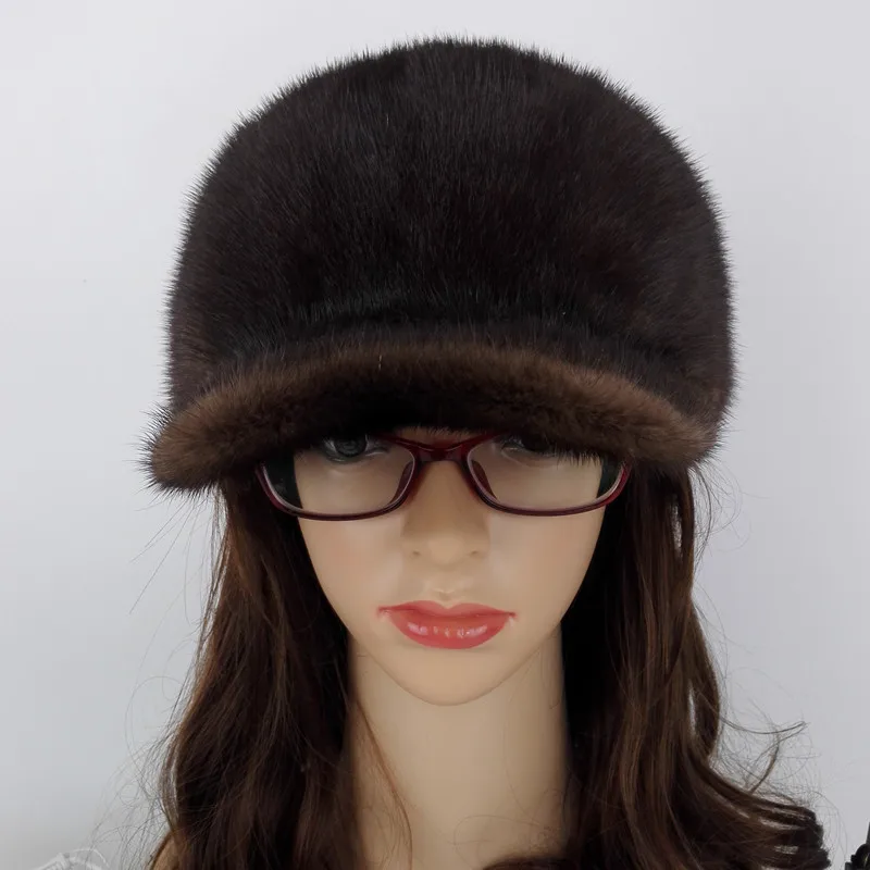 Роскошные ручной работы русская Для женщин Wholeskin настоящие норковые меховые шапки с козырьком Женская зимняя обувь теплые шапки модный головной убор LF4049