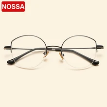 NOSSA, Ретро стиль, половинная оправа, металлические оправы для очков, модные, повседневные, для мужчин и женщин, прозрачные линзы, оптические очки, очки по рецепту