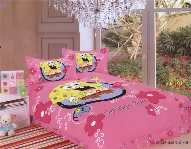 spongebob print bedding single twin size bed quilt duvet cover set spongebob twin sheet set