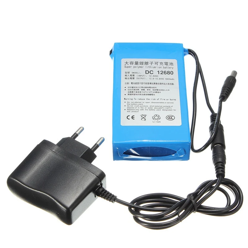 DC 12V 6800mAh Super Power Portable Li ion Rechargeable Battery Pack EU Plug