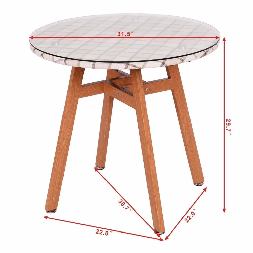 Goplus Round Dining Table Steel Frame Tempered Glass Top Modern Table