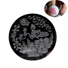 Design de Unhas de natal Rodada Prego de Aço Inoxidável Placas hehe Série Nail Art Stamp Estamparia Imagem Konad Imprimir Template Manicure(China)