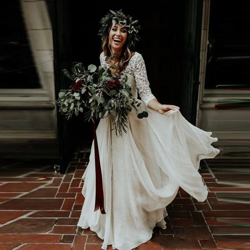plus-size-long-sleeves-a-line-two-pieces-beach-country-wedding-dresses-2018-chiffon-ruffles-lace-top-boho-custom-made-bohemian-bridal-gown