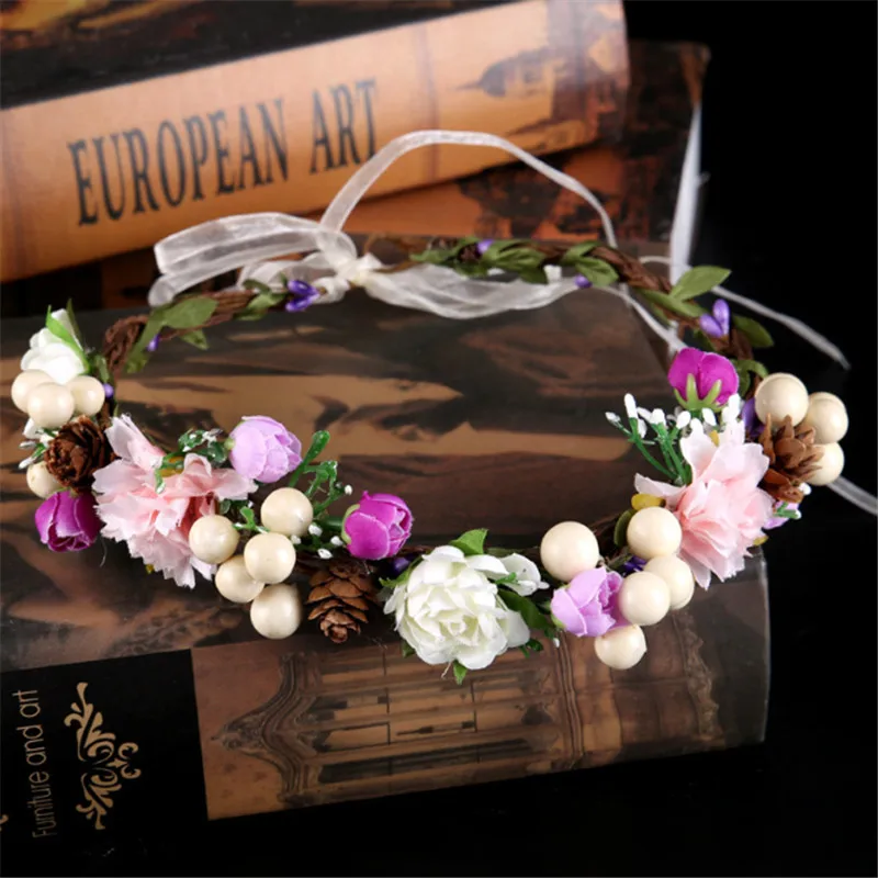 

Bridal headwear wreath wedding dress simulation Flower Hair Band Sen girl beach beach garland photo accessories accessories gift