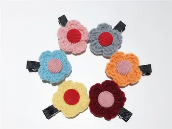 

Boutique 24pcs Fashion Cute Crochet SunFlower Hair Clips Solid Floral Hairpins Princess Headwear Girls Hair Accessories