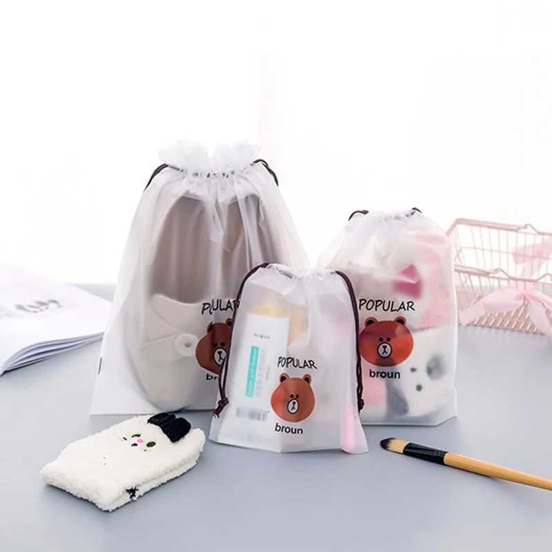 

Brown Bear Transparent Cosmetic Bag Travel Makeup Case Women Zipper Make Up Bath Organizer Storage Pouch Toiletry Wash Beaut