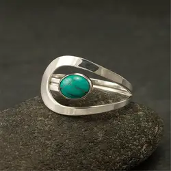 Бохо классическое кольцо с зеленым камнем очаровательные серебряные кольца для женщин Свадебное Подарочное кольцо Роскошные ювелирные