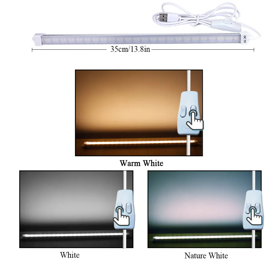 Мини светодиодный светильник-бар, Настольный светильник в общежитии 2835 SMD USB 5В, энергосберегающий кабель 2 м, теплый белый 3 Вт 5 Вт 18 см 35 см, светильник светодиодный