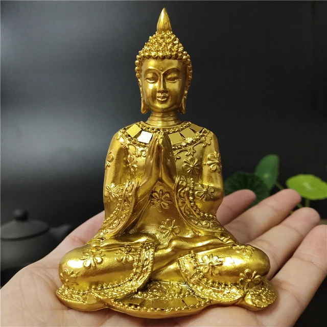 Statue de bouddha thaïlandais doré, décoration de jardin de maison, Sculpture de bouddha de méditation, Figurines Fengshui hindoues, artisanat d'ornements 6