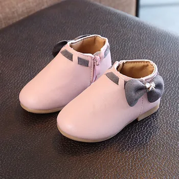 

Baby Girls Sneaker Boots Newborn Casual Shoes Children Non-slip Zipper Booties With Bow