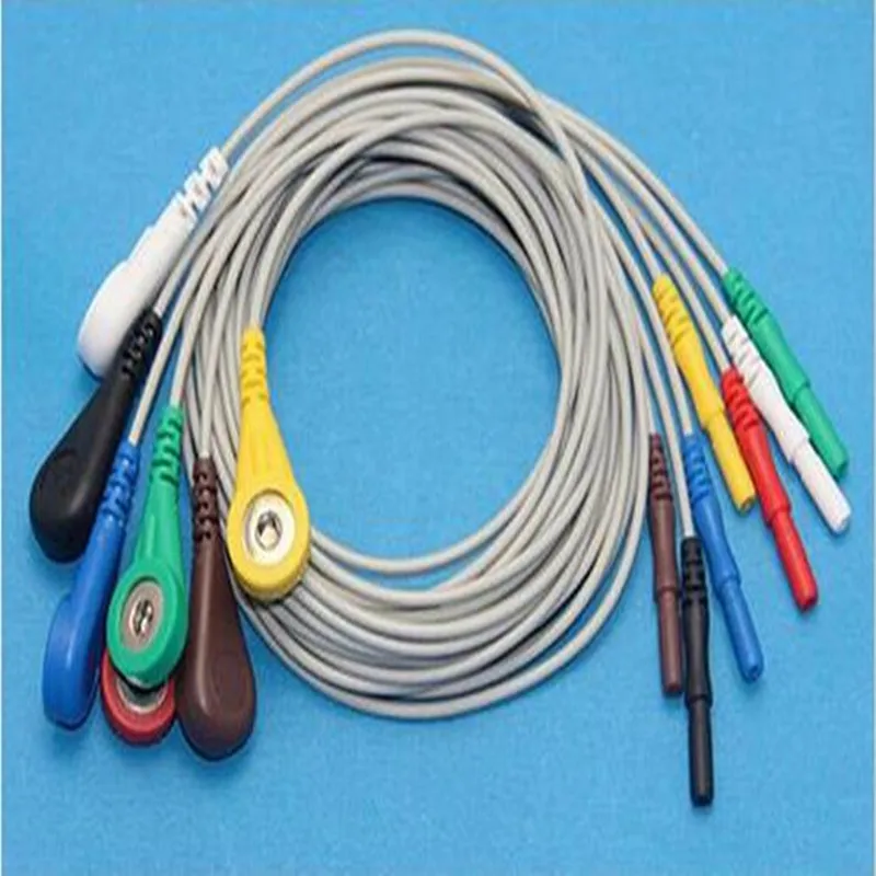 Free Shipping AAAMI Holter Recorder ECG Leadwire,7 Leads,Snap,AHA D1.5 to Snap 4.0 Holter Cables for Holter Machine