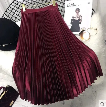 Горячая продажа Miyake модная плиссированная однотонная юбка из металлического