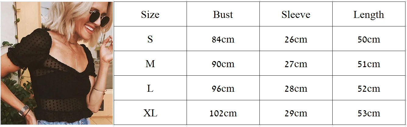 С буфами на рукавах; красивый пикантный Для женщин из сетчатой ткани, просвечивающаяся рубашка, рубашка для прозрачный в горошек Блузка Топы