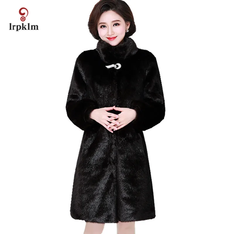 

2017 New Fashion Large Size Weman's Winter High Imitation Mink Fur Middle Long Coat Female Jacket Warm Thick Parkas PQ153