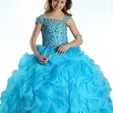 Бальное платье Крестины Платье Девушки Цветка Свадьбы Первый Маленький Рождественский Театрализованное Кристалл Причастие Платья