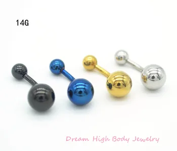 

Navel Belly Button Ring Bar Titanium Anodized Ring Body Piercing Jewellery 14G Black Gold Steel Blue Earring Plain Wholesale