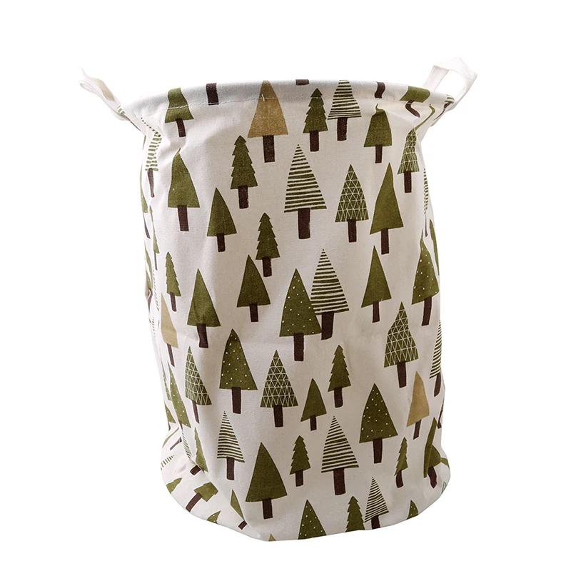 Waterproof Canvas Basket Tree Bear Hedgehog Printed Cotton Linen Washing Clothes Storage Folding Box | Дом и сад