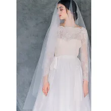 Длинные свадебные фаты для невест жемчуга Звездная Галактика белый слоновая кость Тюль Фата невесты вуали Mariage вело де novia Longue Perles