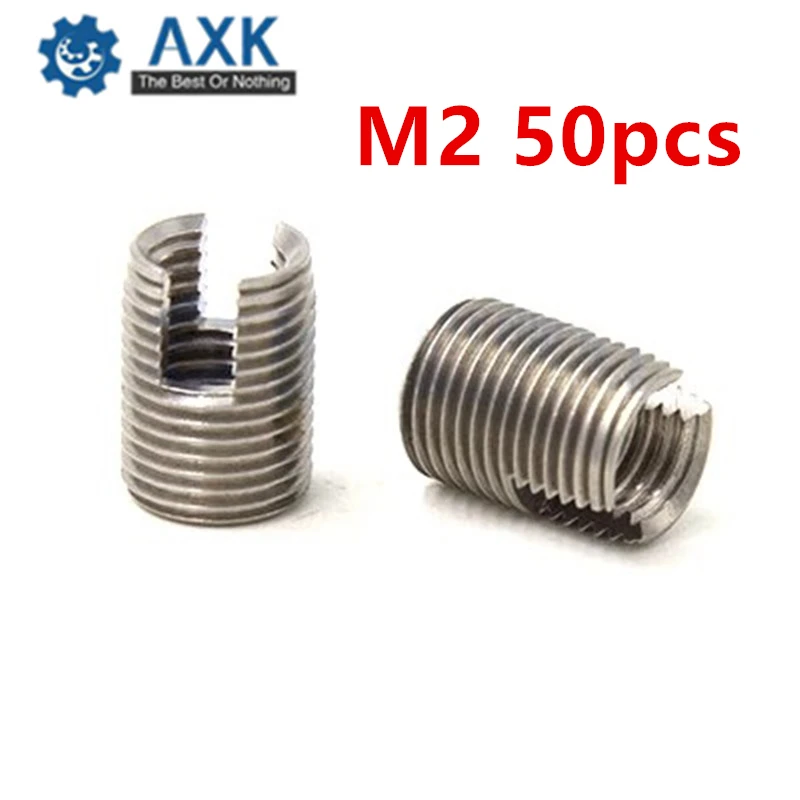 50pcs Stainless Steel M2 Self Tapping Thread Insert Screw Bushing M2*0.