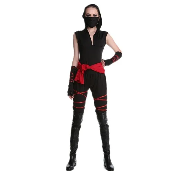 Black Red Solid Color New Halloween Holiday Party Stage Ninja Costumes Cosplay Fancy Dress Cosplay Game Costume L15315 (1)