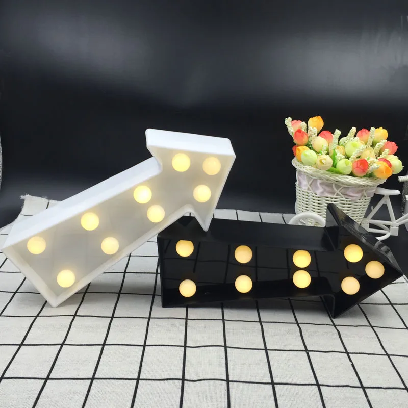 Светодиодная Ночная лампа 3D Arrow Sign Marquee Letters белая/черная 7 светодиодов теплый