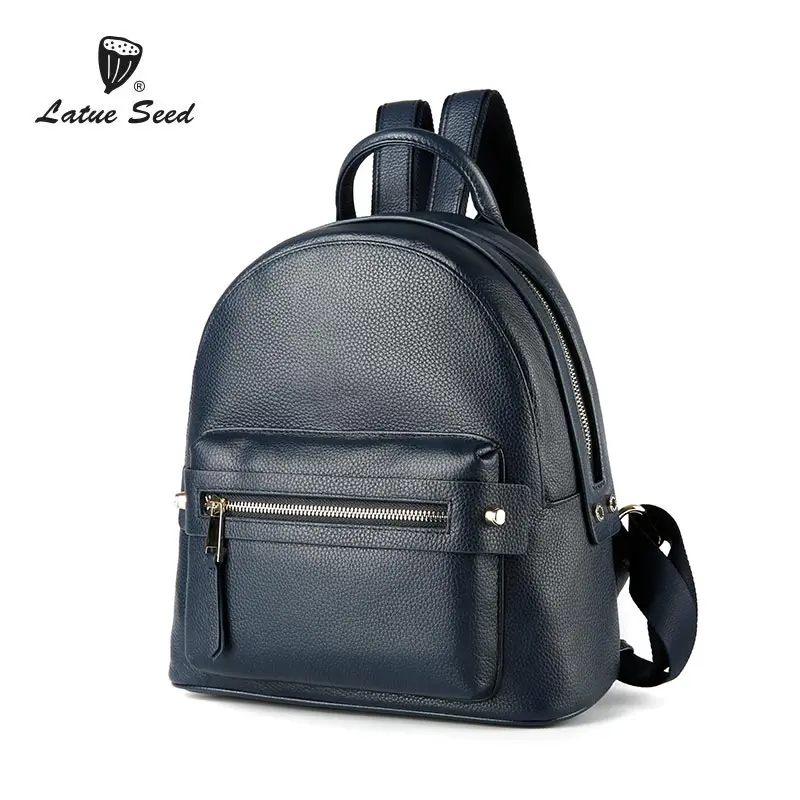 

Latue Seed Blue Backpack Women 2018 New Cowhide Bag Wild Version Of The Tide Casual Soft Genuine Leather Backpack 888-567D-B
