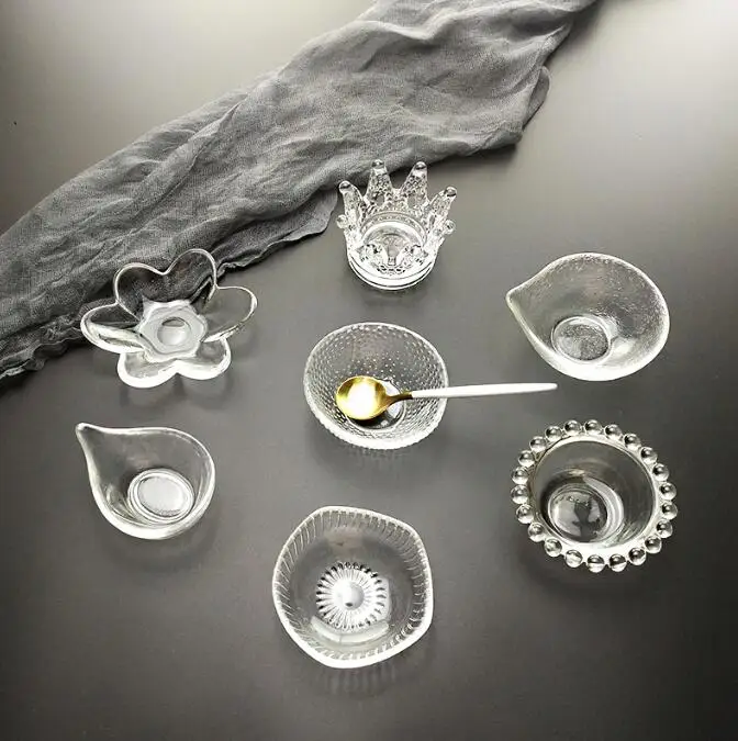 

Creative transparent home, small dish, soy sauce seasoning, candy plate, mini snack glass dish set N275
