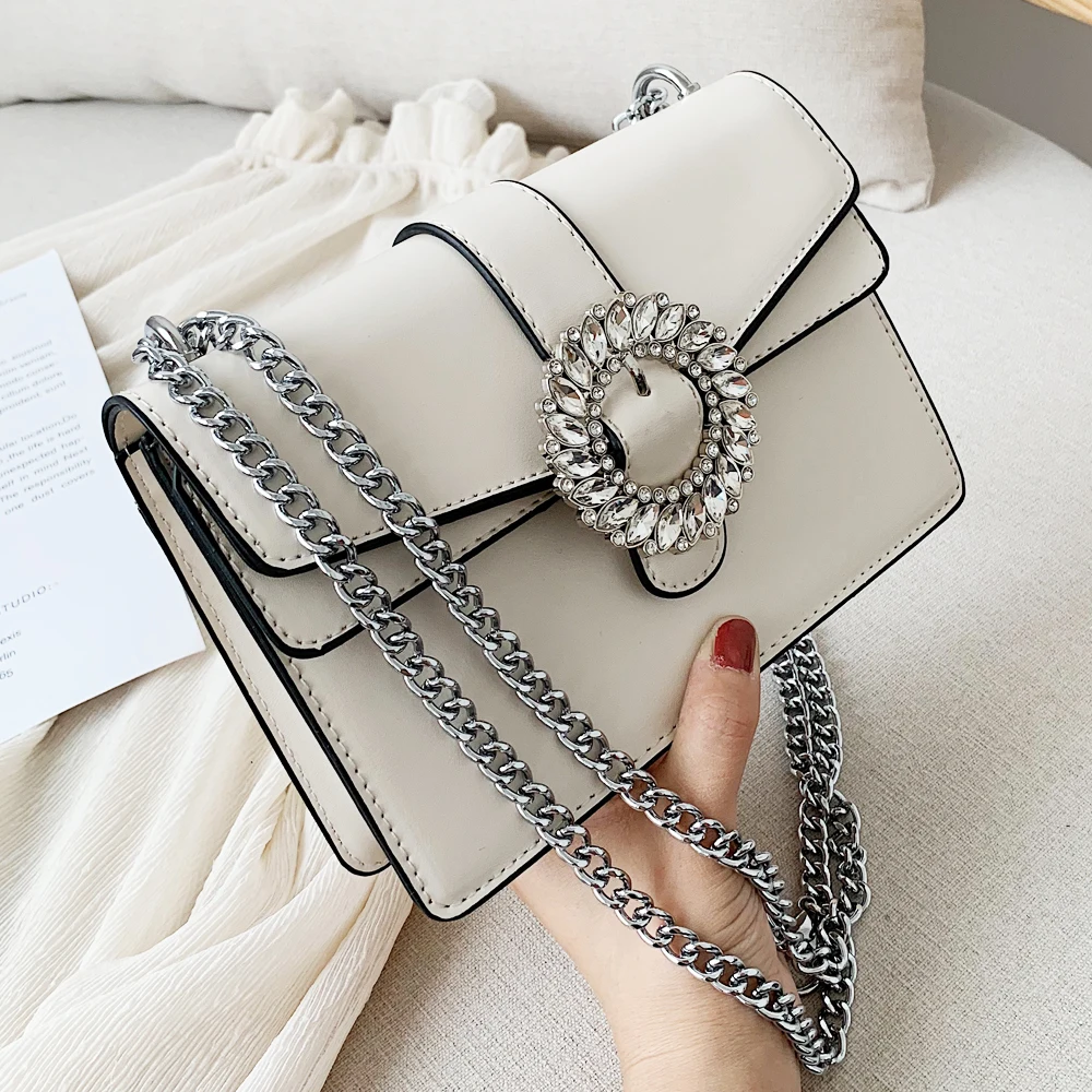 

fashion women's shoulder bag Diamonds crossbody bags for women 2019 soft PU leather chain Top capacity Messenger women Bags Flap