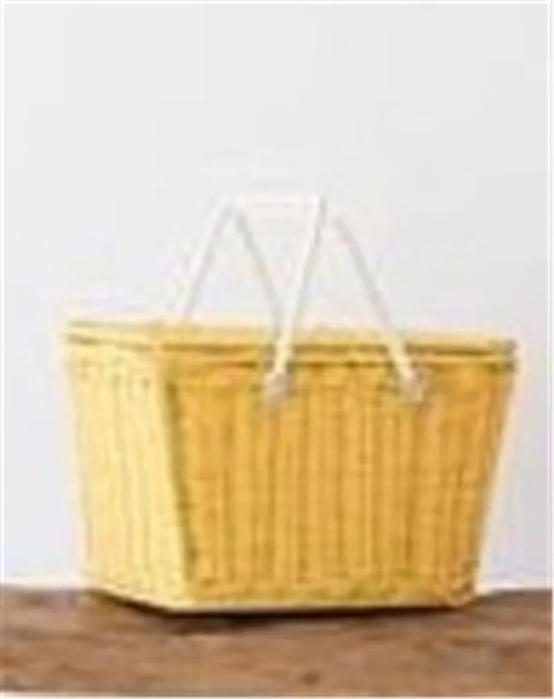 Плетеная Сумка для хранения в стиле ретро из ротанга, натуральная модная пляжная сумка для дам, корзина для хранения, сумка для обедов и пикников - Цвет: Yellow