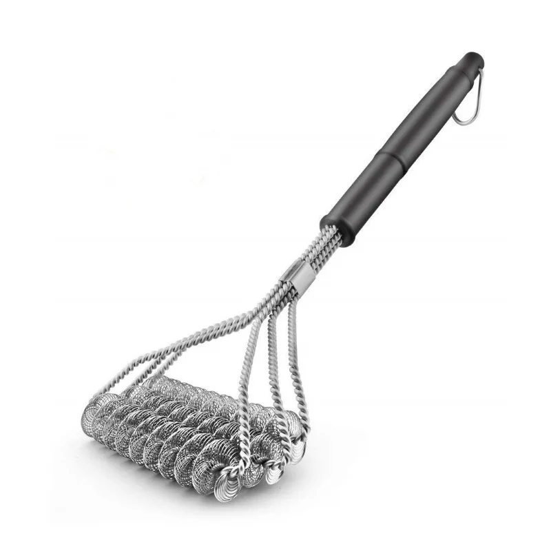 Stainless Steel Barbecue Grill Cleaning Brush Three Wire Spring Durable