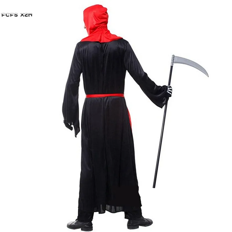 Halloween Hell Devil Demon Costumes for Men Azrael Death Skeleton Scary Cosplay Carnival Purim Masquerade Nightclub Party Dress