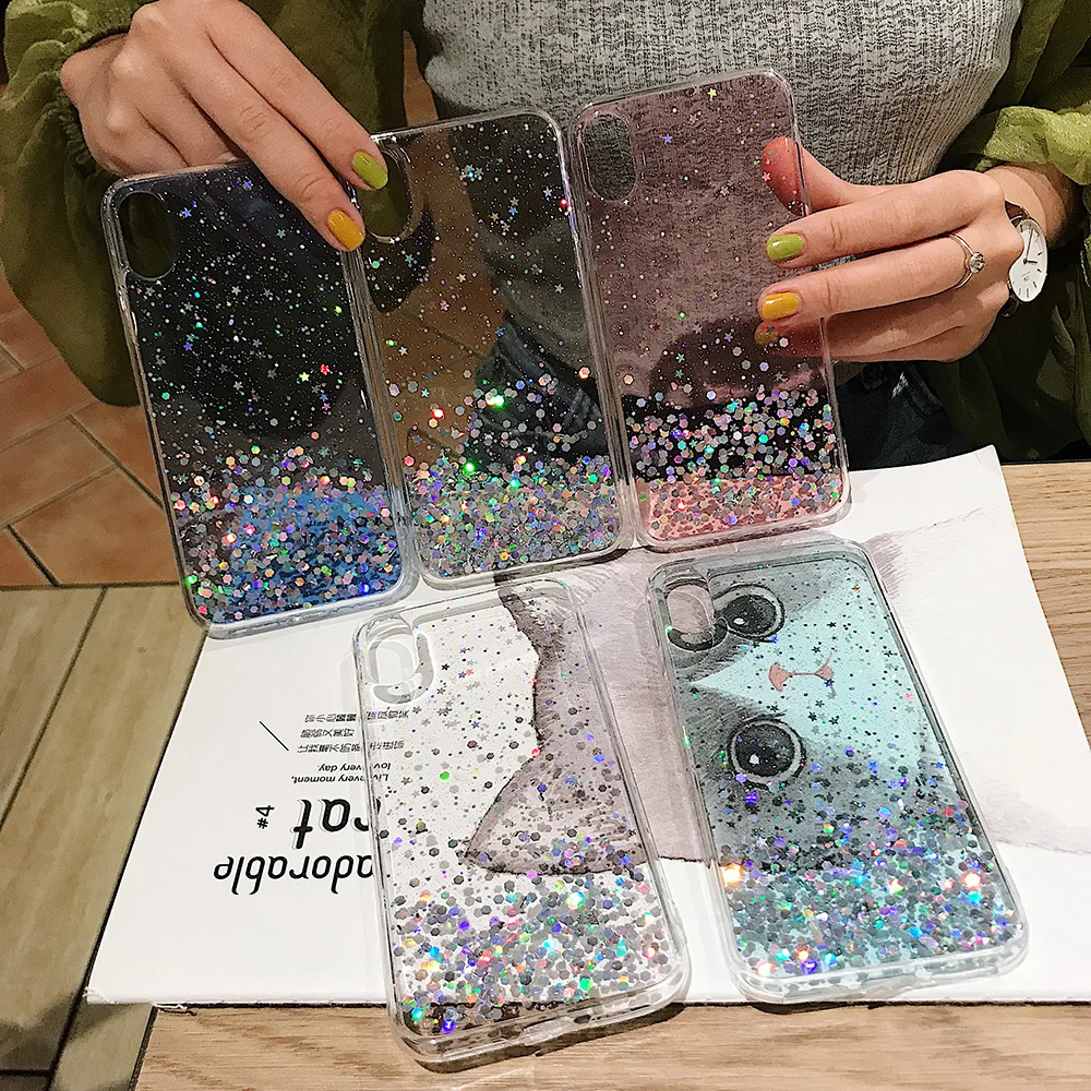 Модный блеск Bling Star чехлы для телефонов iphone 11 Pro MAX XS Max XR X 8 7 6 6splus Мягкий ТПУ блестящий Блестящий Прозрачный чехол