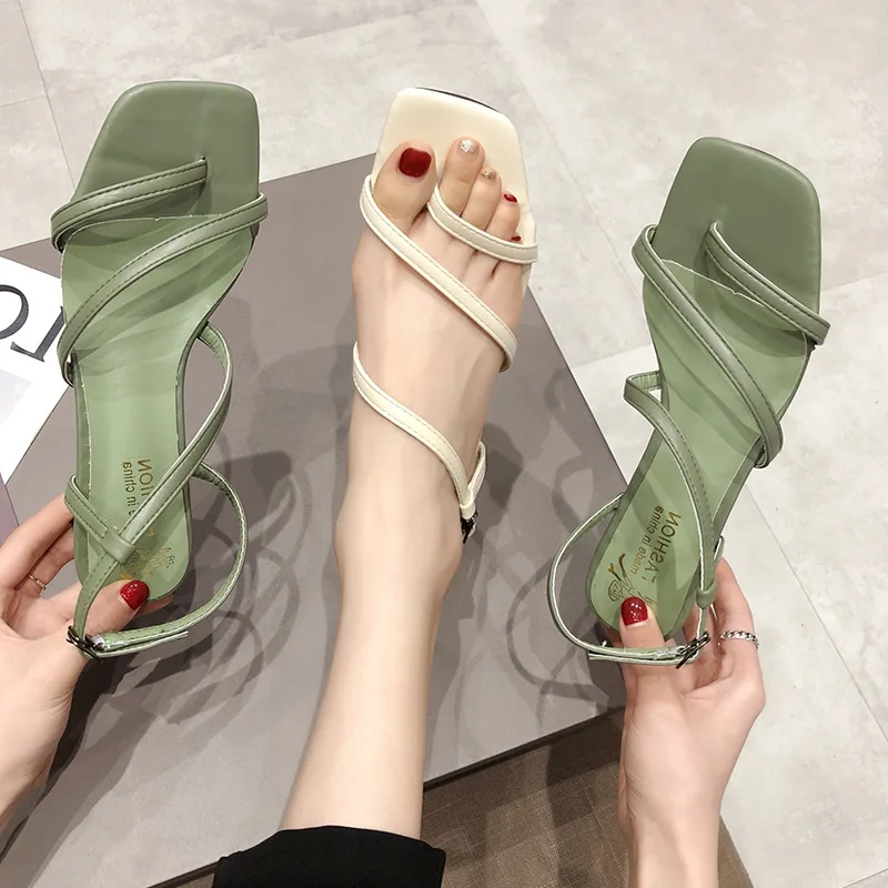 

2019 summer new fashion simple solid color high heels women comfortable wild Roman style casual high heels