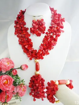 

MYU625 Z-5777 Newest Design Red Coral Petal Beads Jewelry Ser